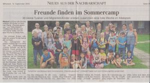 Freunde finden im Sommercamp Zeitungsartikel