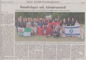 Bundeslager mit Abenteueranteil Zeitungsartikel