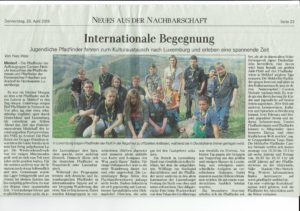 Internationale Begegnung Zeitungsartikel