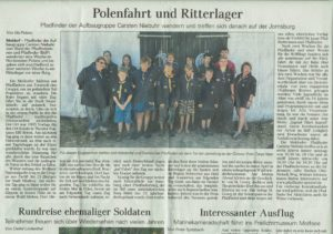 Polenfahrt und Ritterlager Zeitungsartikel